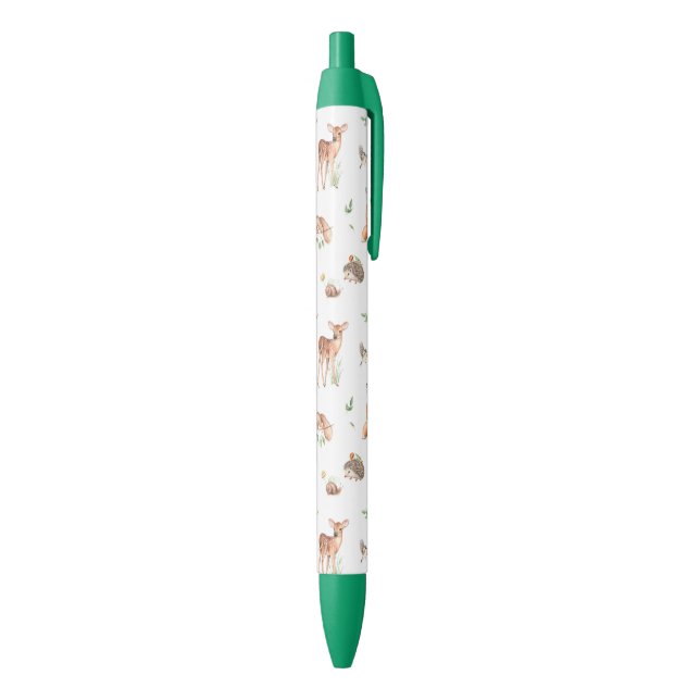 Cute Woodland Animal Friends Pattern Black Ink Pen (Bottom (Vertical))