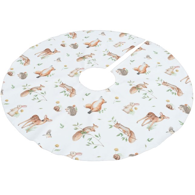 Cute Woodland Animal Friends Pattern Brushed Polyester Tree Skirt (Angled)