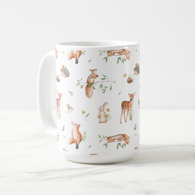 Cute Woodland Animal Friends Pattern Coffee Mug (Front Left)