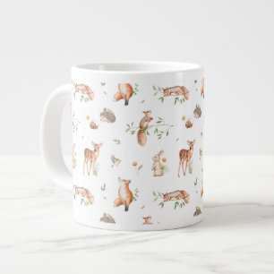Cute Woodland Animal Friends Pattern Large Coffee Mug