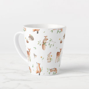 Cute Woodland Animal Friends Pattern Latte Mug