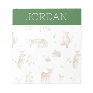 Cute Woodland Animal Friends Pattern Notepad