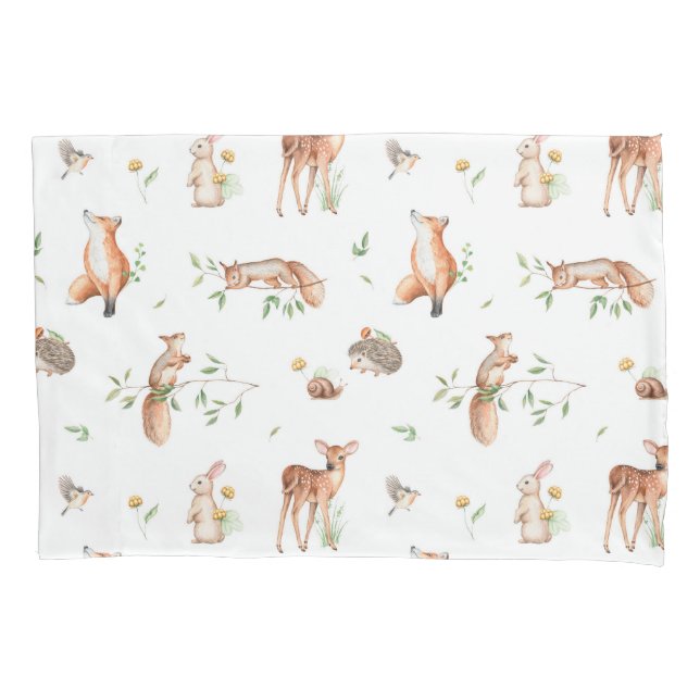 Cute Woodland Animal Friends Pattern Pillowcase (Front)