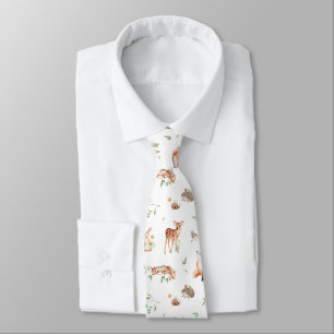 Cute Woodland Animal Friends Pattern Tie