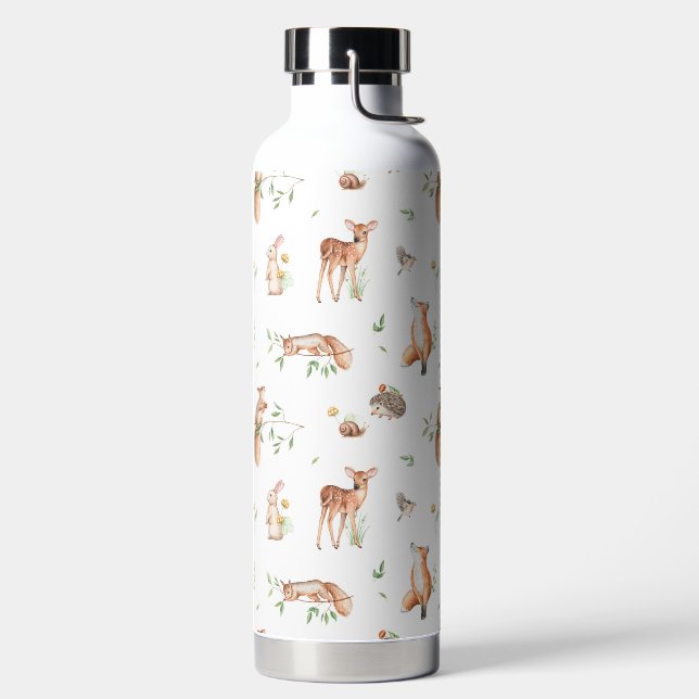 Cute Woodland Animal Friends Pattern Water Bottle (Left)