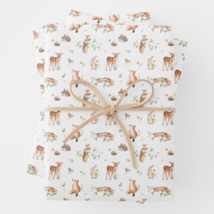 Cute Woodland Animal Friends Pattern Wrapping Paper Sheet