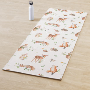 Cute Woodland Animal Friends Pattern Yoga Mat