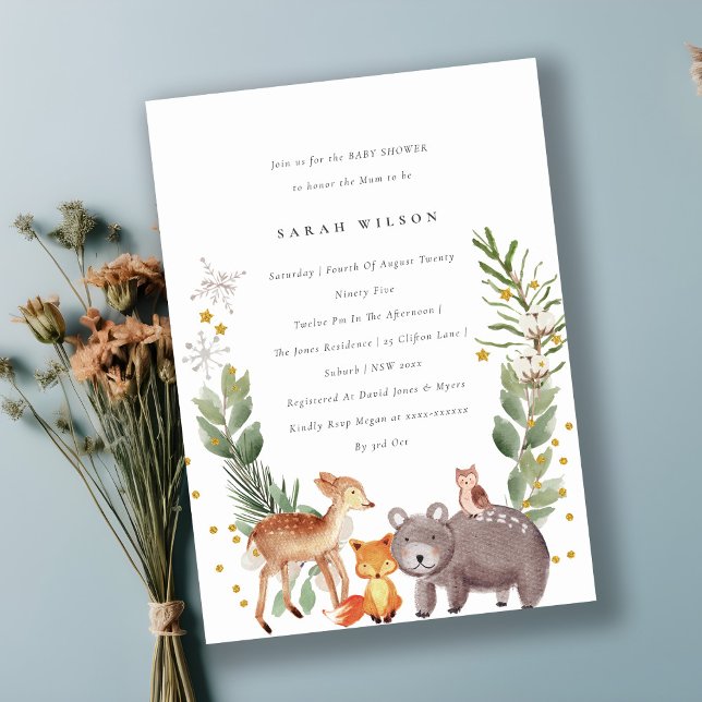 Cute Woodland Animal Leafy Baby Shower Invite (Creator Uploaded)