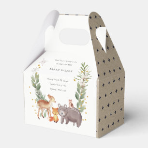Cute Woodland Animal Leafy Wreath Baby Shower Favour Box