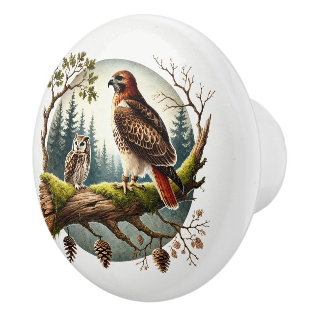 Cute Woodland animal lovers birds Ceramic Knob (Right)