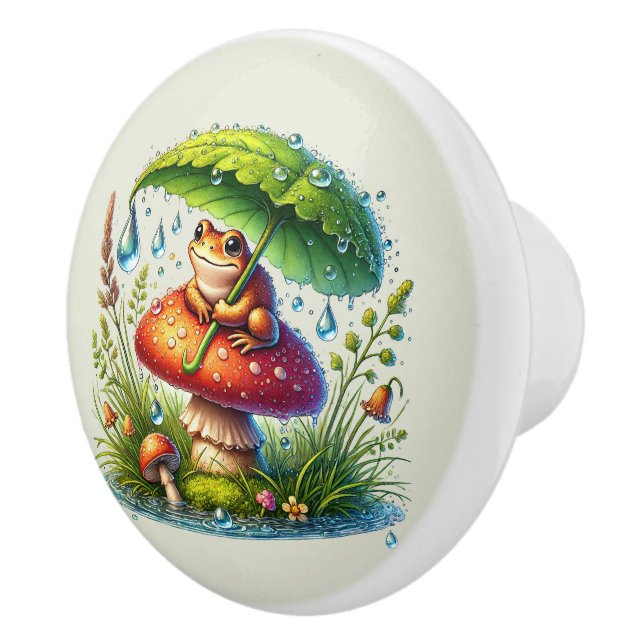 Cute woodland animal lovers frog ceramic knob (Right)
