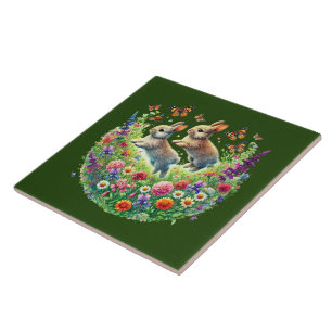 Cute woodland animal lovers rabbit tile