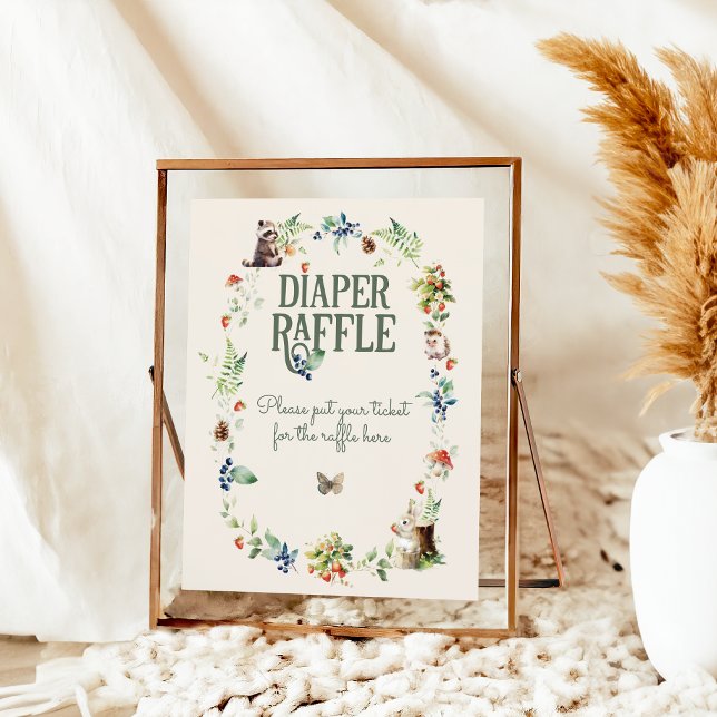 Cute Woodland Animal Neutral Baby Shower Diaper Poster (Creator Uploaded)