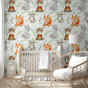 Cute Woodland Animal Nursery Decor Peel And Stick Wallpaper