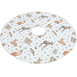 Cute Woodland Animal Pattern Brushed Polyester Tree Skirt