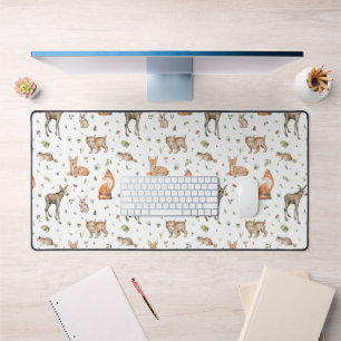 Cute Woodland Animal Pattern Desk Mat