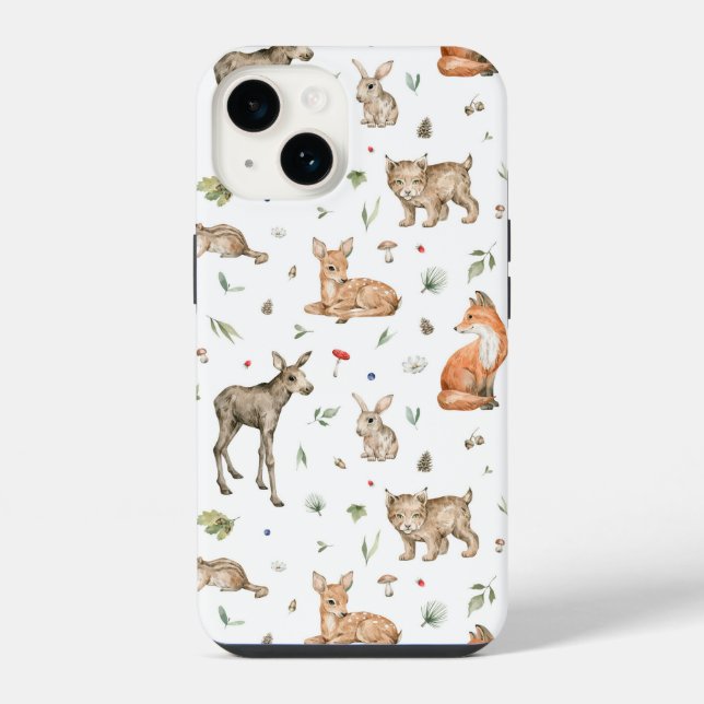 Cute Woodland Animal Pattern iPhone Case (Back)