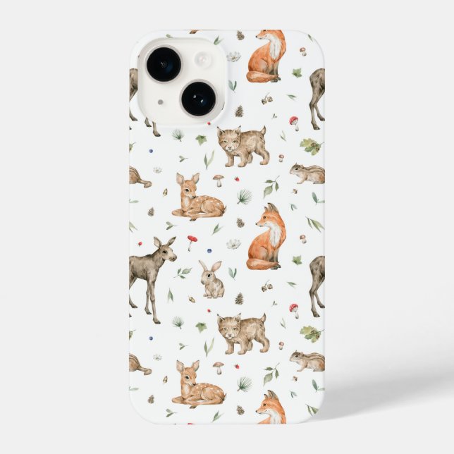 Cute Woodland Animal Pattern iPhone Case (Back)