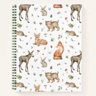 Cute Woodland Animal Pattern Notebook