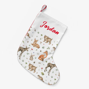 Cute Woodland Animal Pattern Small Christmas Stocking