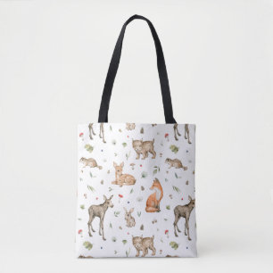 Cute Woodland Animal Pattern Tote Bag