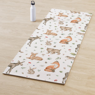 Cute Woodland Animal Pattern Yoga Mat