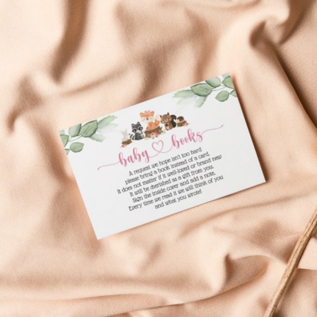 Cute Woodland Animal Pink Floral Book Request Card (Creator Uploaded)