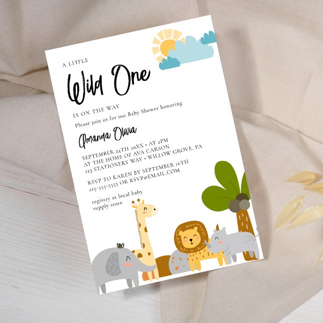 Cute Woodland Animal Safari Baby Shower Invitation (Creator Uploaded)