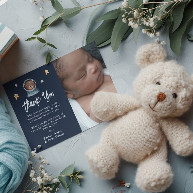 Cute Woodland Animal Space Baby Shower Thank You Card (Creator Uploaded)