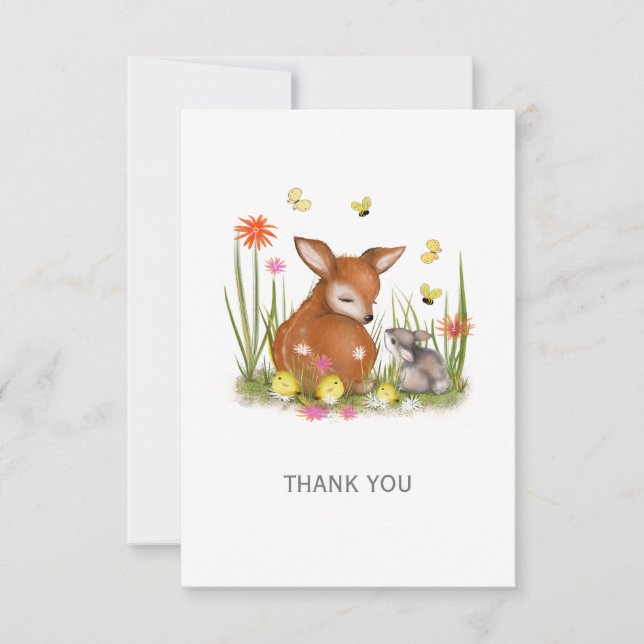 Cute Woodland Animal Thank You Card (Front)