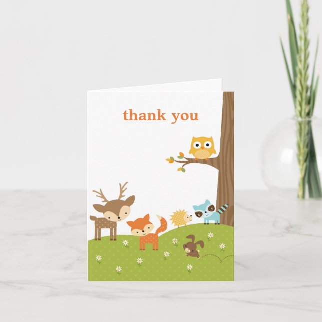 Cute Woodland Animal Thank You Cards (Front)