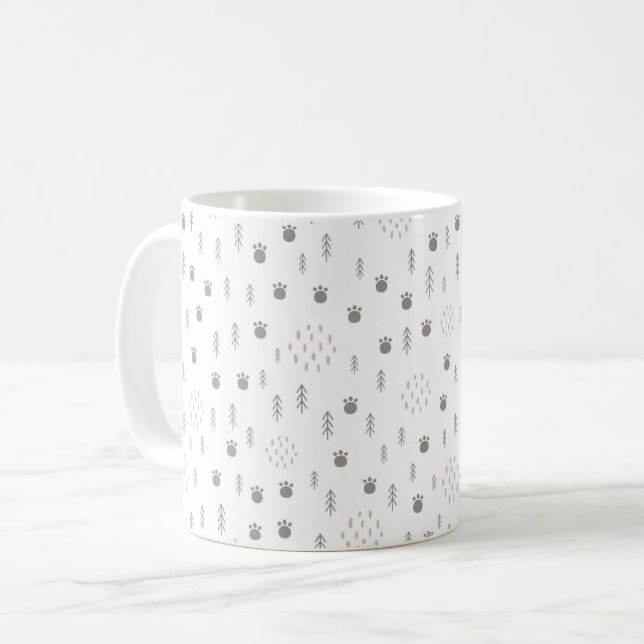 Cute Woodland Animal Track Pattern Coffee Mug (Front Left)