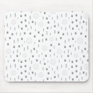 Cute Woodland Animal Track Pattern Mouse Mat