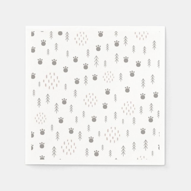 Cute Woodland Animal Track Pattern Napkin (Front)