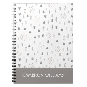 Cute Woodland Animal Track Pattern Notebook