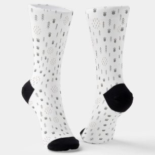 Cute Woodland Animal Track Pattern Socks
