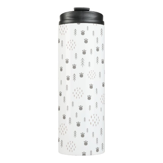 Cute Woodland Animal Track Pattern Thermal Tumbler (Front)
