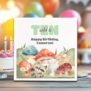Cute Woodland Animals 10th Birthday Party Napkin