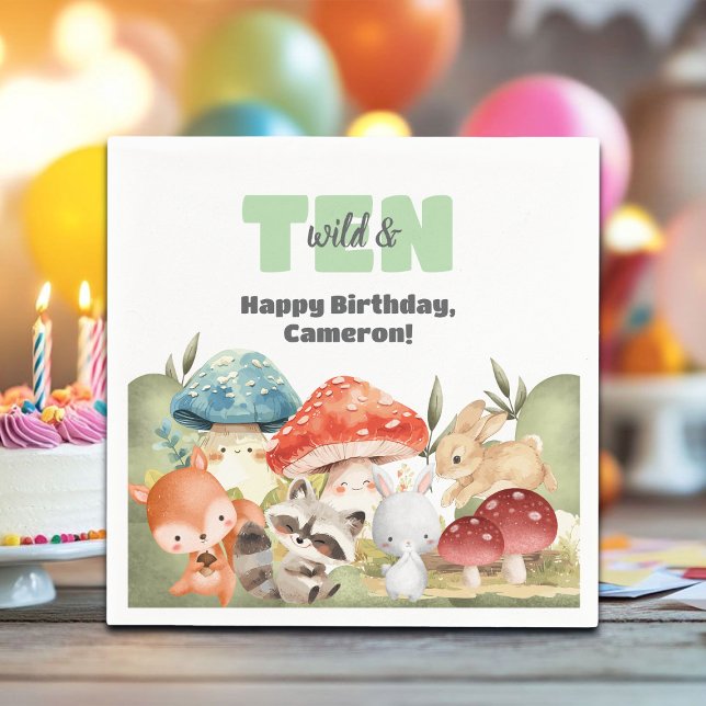 Cute Woodland Animals 10th Birthday Party Napkin (Creator Uploaded)