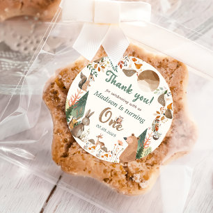 Cute Woodland Animals 1st Birthday Party Classic Round Sticker