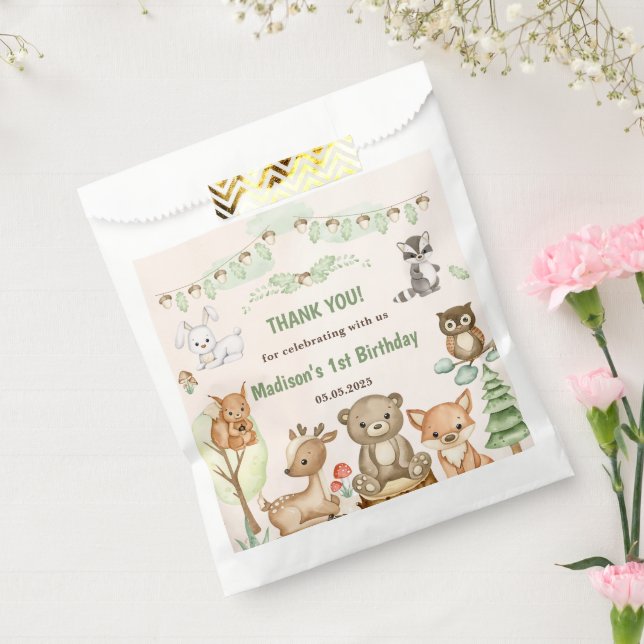 Cute Woodland Animals 1st Birthday Party Favour Ba Favour Bags (Sealed)