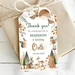 Cute Woodland Animals 1st Birthday Party Gift Tags