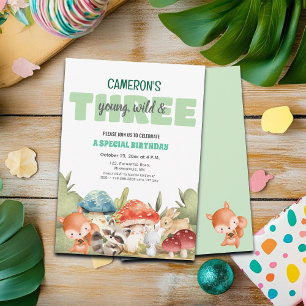 Cute Woodland Animals 3rd Birthday Party  Invitation