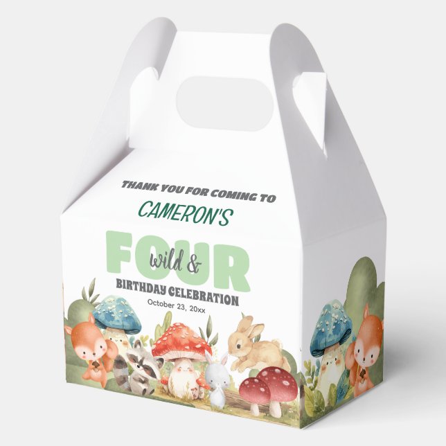 Cute Woodland Animals 4th Birthday Party  Favour Box (Front)