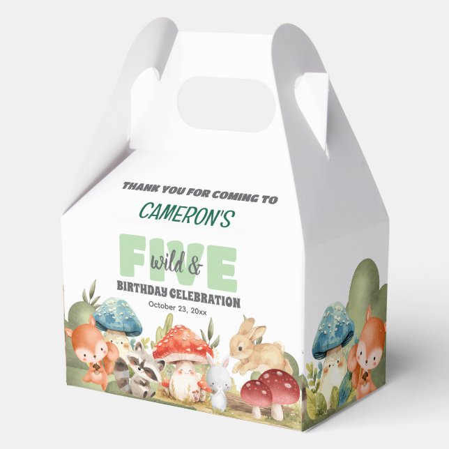 Cute Woodland Animals 5th Birthday Party  Favour Box (Front)