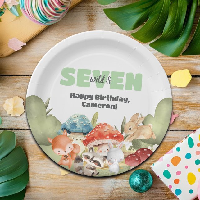 Cute Woodland Animals 7th Birthday Party Paper Plate (Creator Uploaded)