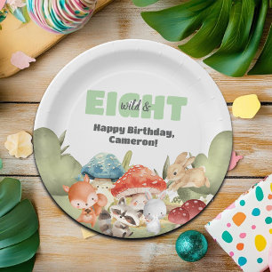Cute Woodland Animals 8th Birthday Party Paper Plate