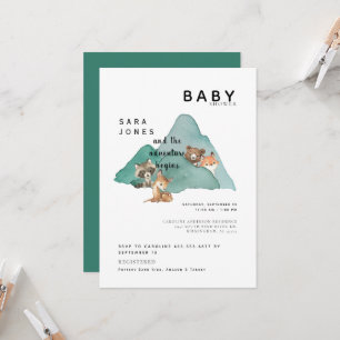 Cute Woodland Animals Adventure Baby Shower Invitation