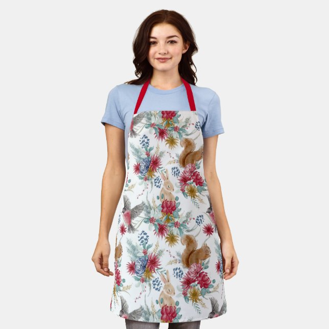 Cute Woodland Animals All Over Print Apron (Worn)
