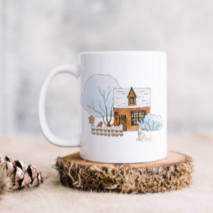 Cute Woodland Animals and Christmas House Mug